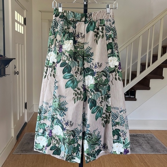ZARA Floral Stripe Print Culottes Small - Picture 5 of 15